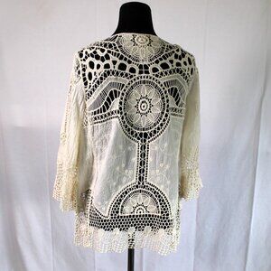 Mark by Avon Cotton Crochet Boho Mandala Cardigan, Small